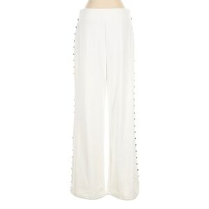 NWOT Boston Proper White Wide Leg Crystal Studded Embellished Velour Pants Small
